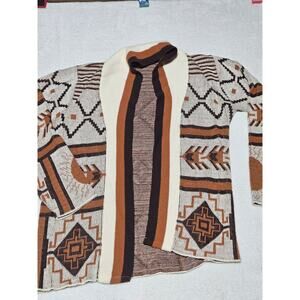 Fringes Southwest Aztec Cardigan Sweater Womens S Acrylic Fringe Native Navajo